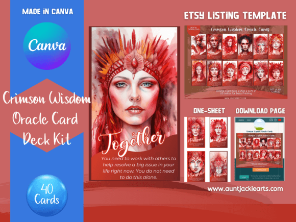 Download Red Wisdom Oracle Cards Canva Template - Wisdom oracle Collection