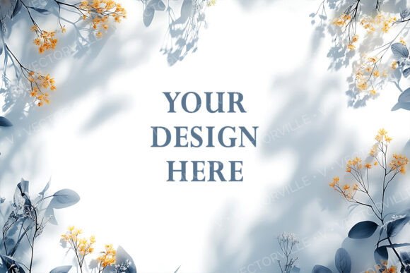 Download Minimal Floral Mockup with Blue Leaves - Premium Resources